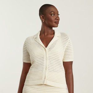 Everlane The Crochet Knit Polo in Canvas